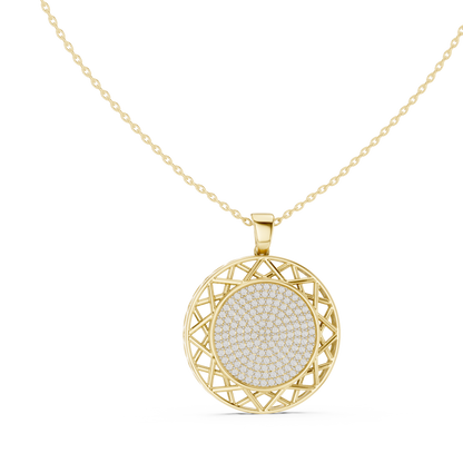 Pavé Diamond Geometric Circle Pendant Necklace