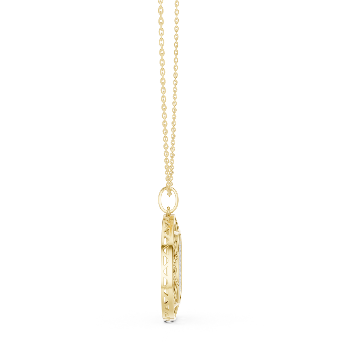 Pavé Diamond Geometric Circle Pendant Necklace