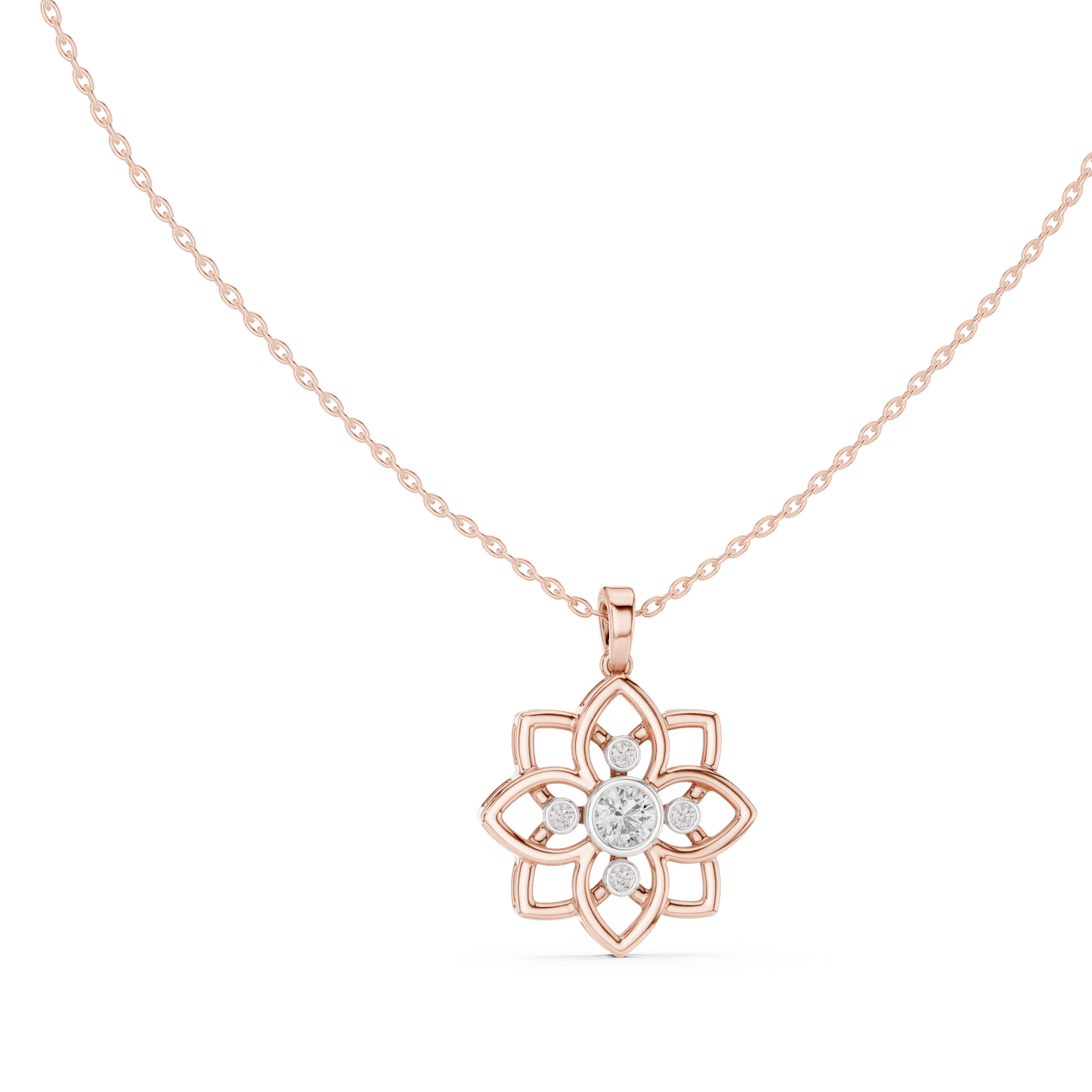 Diamond Flower Pendant Necklace – Floral Diamond Necklace for Women