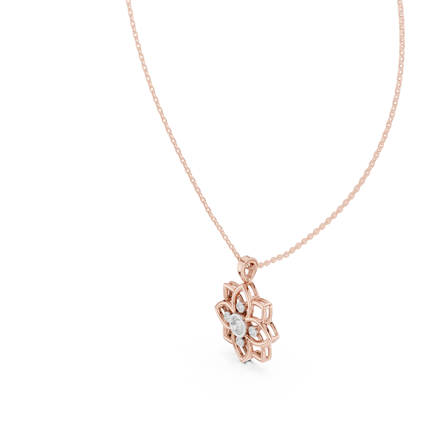 Diamond Flower Pendant Necklace – Floral Diamond Necklace for Women