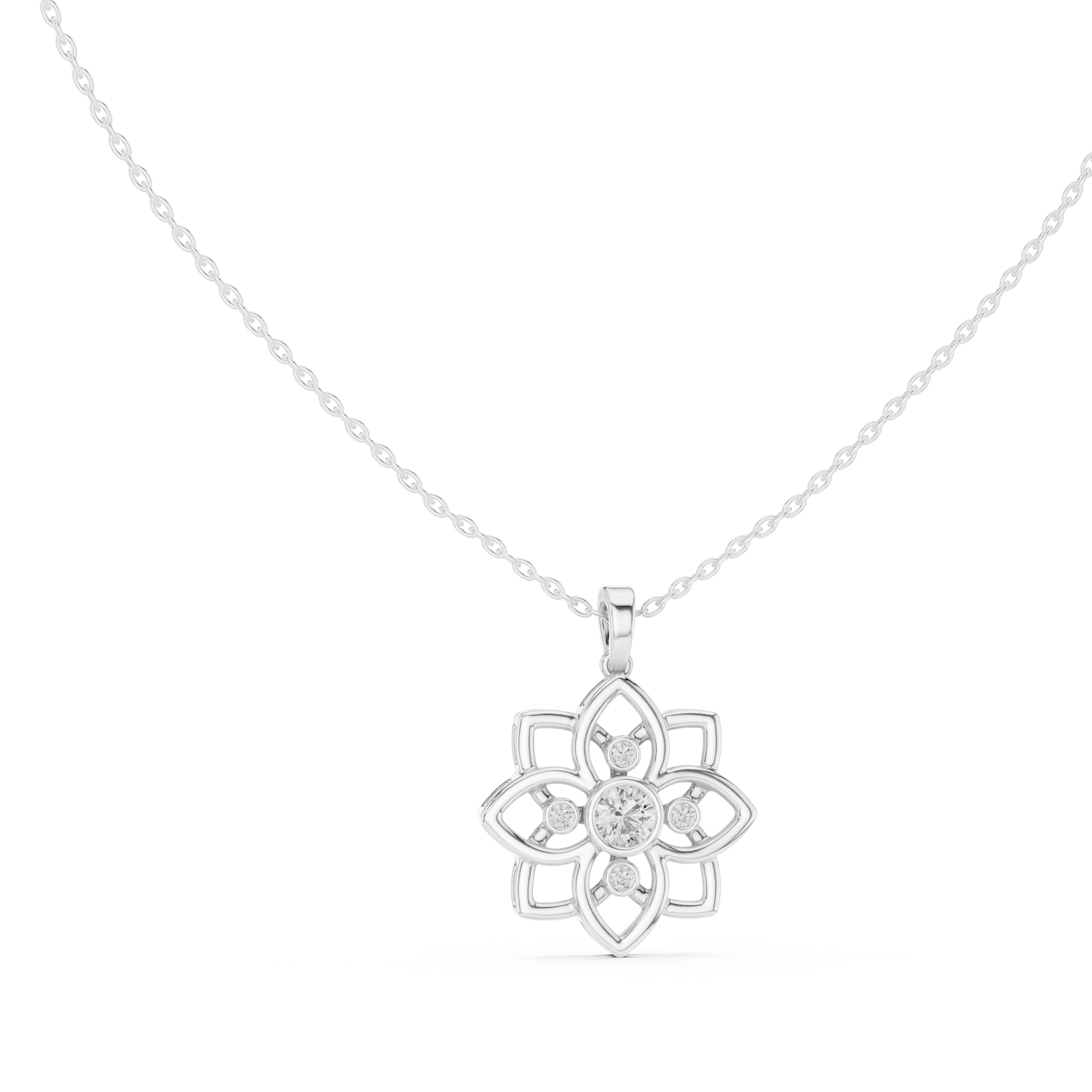 Diamond Flower Pendant Necklace – Floral Diamond Necklace for Women