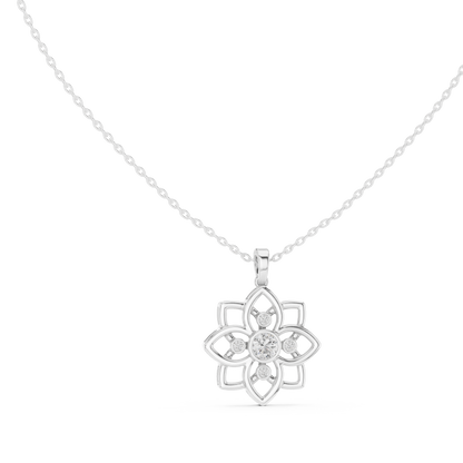 Diamond Flower Pendant Necklace – Floral Diamond Necklace for Women