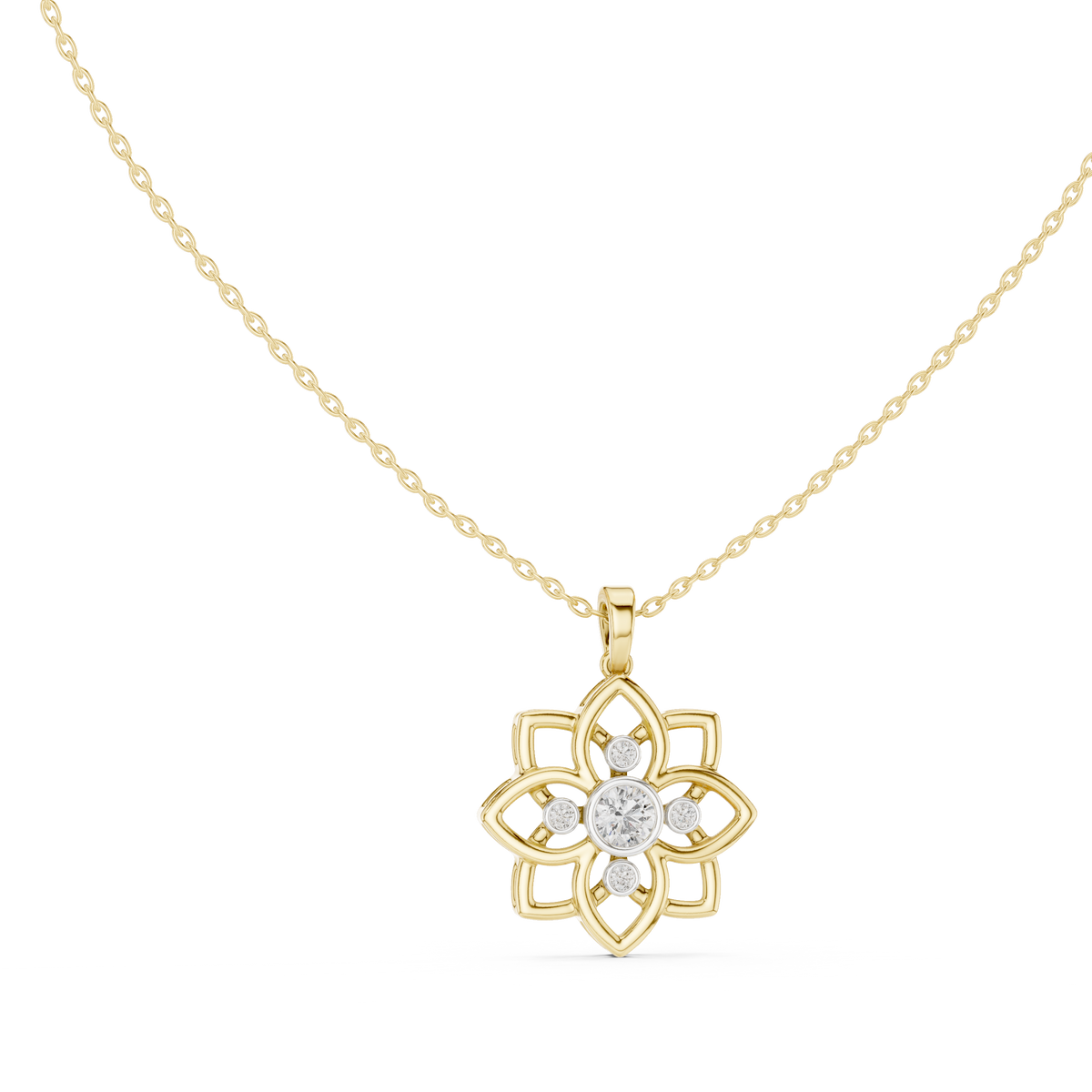 Diamond Flower Pendant Necklace – Floral Diamond Necklace for Women