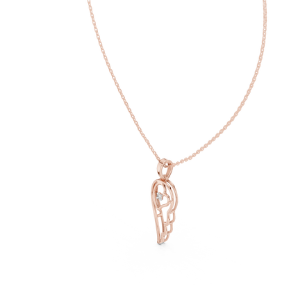 Angel Wing Heart Diamond Pendant Necklace