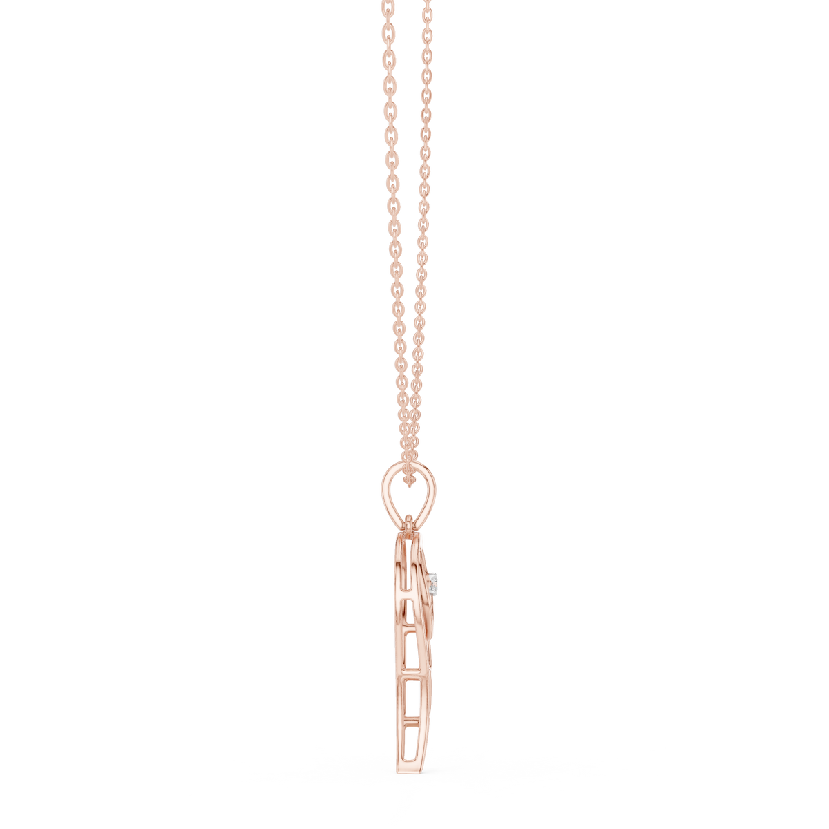 Angel Wing Heart Diamond Pendant Necklace