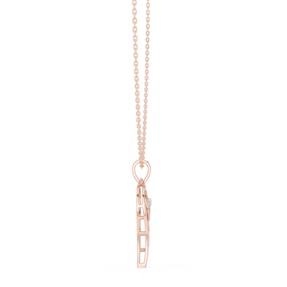 Angel Wing Heart Diamond Pendant Necklace