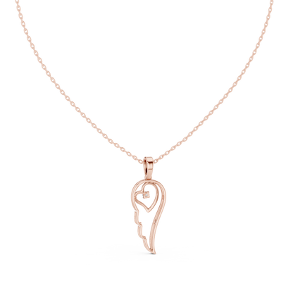 Angel Wing Heart Diamond Pendant Necklace