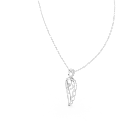 Angel Wing Heart Diamond Pendant Necklace