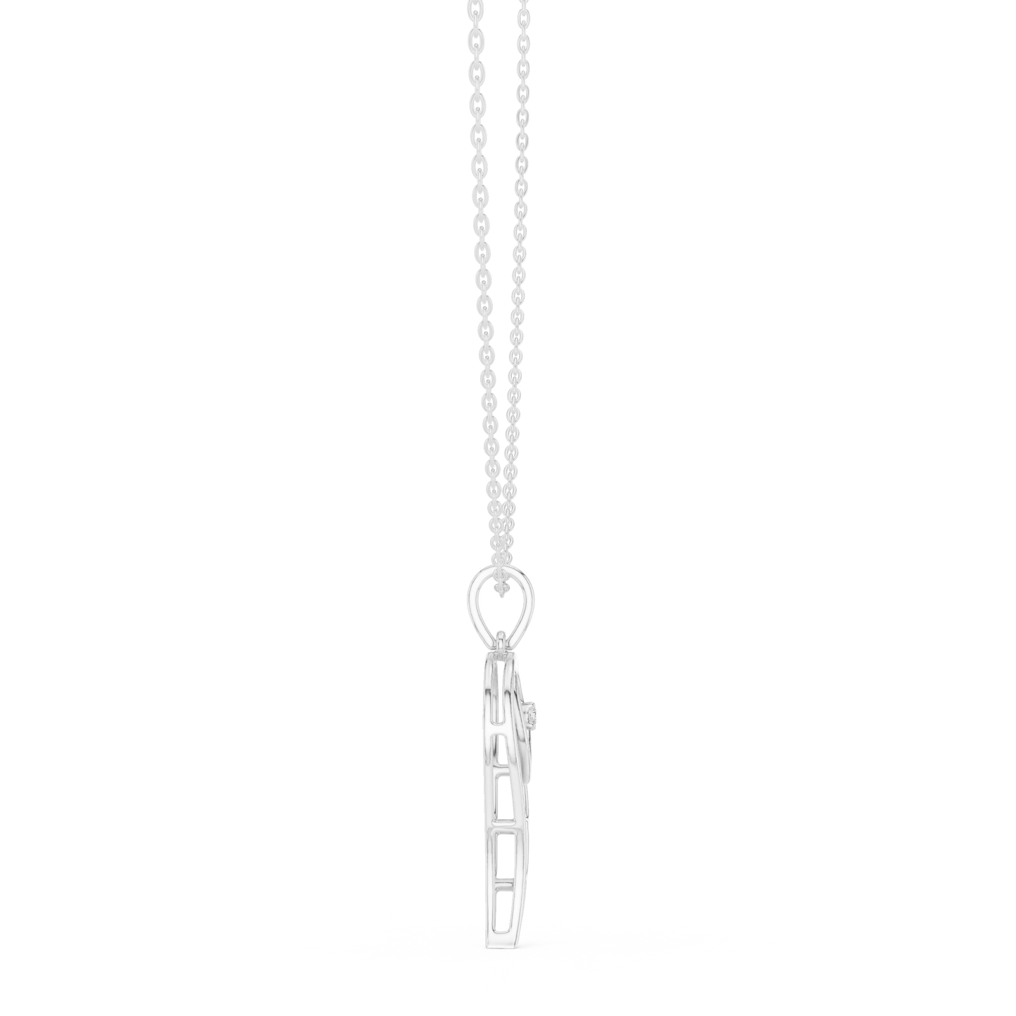 Angel Wing Heart Diamond Pendant Necklace