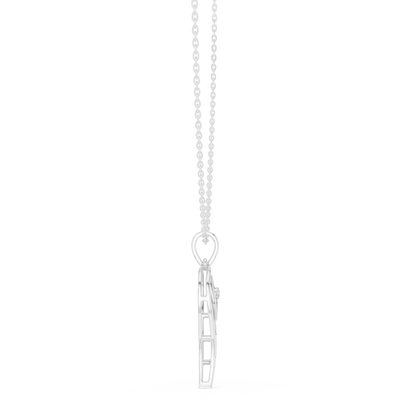 Angel Wing Heart Diamond Pendant Necklace
