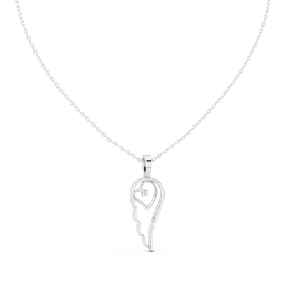 Angel Wing Heart Diamond Pendant Necklace