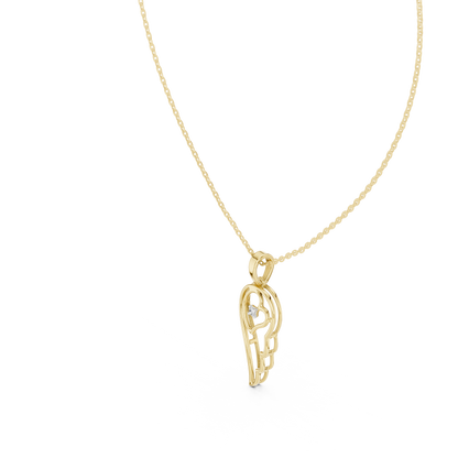 Angel Wing Heart Diamond Pendant Necklace