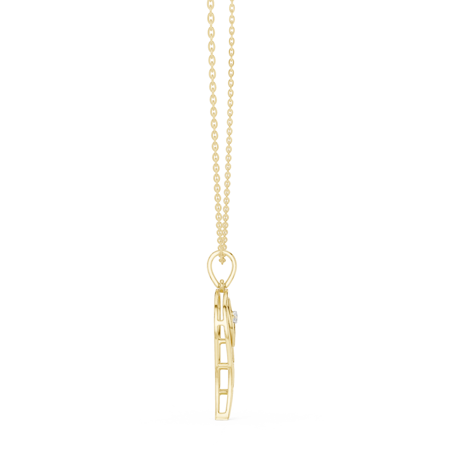 Angel Wing Heart Diamond Pendant Necklace