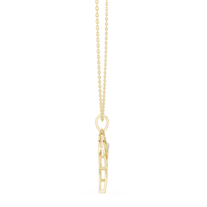 Angel Wing Heart Diamond Pendant Necklace