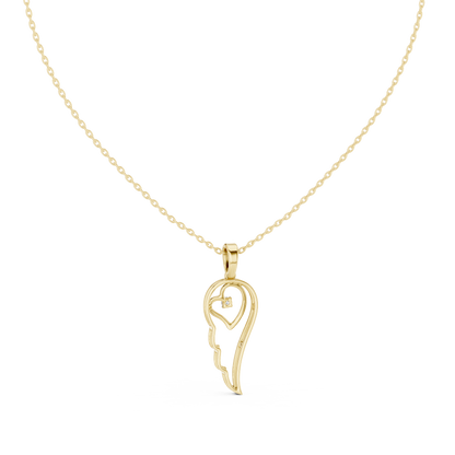 Angel Wing Heart Diamond Pendant Necklace