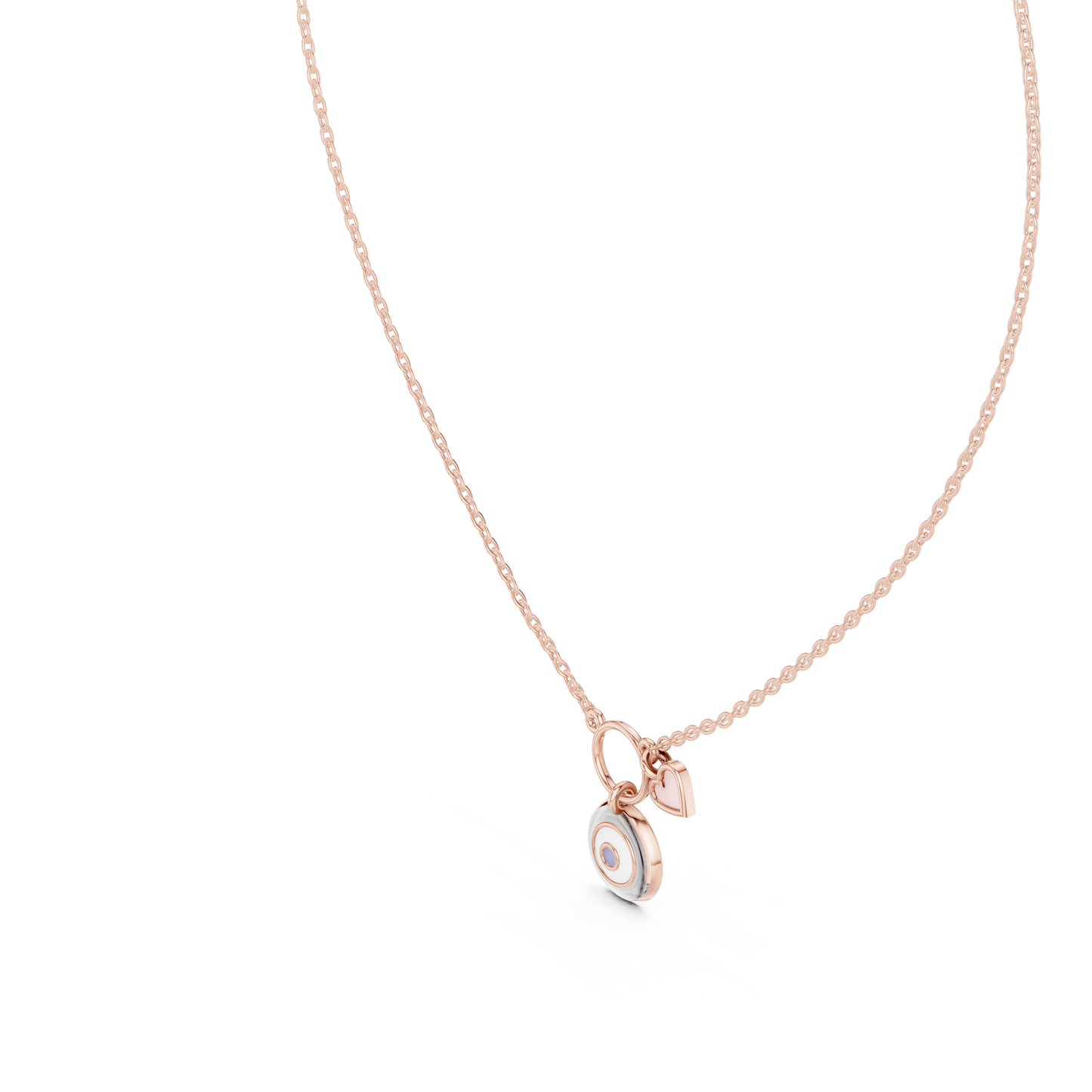 Minimalist Heart Charm Circle Pendant Necklace