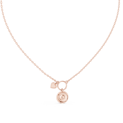 Minimalist Heart Charm Circle Pendant Necklace