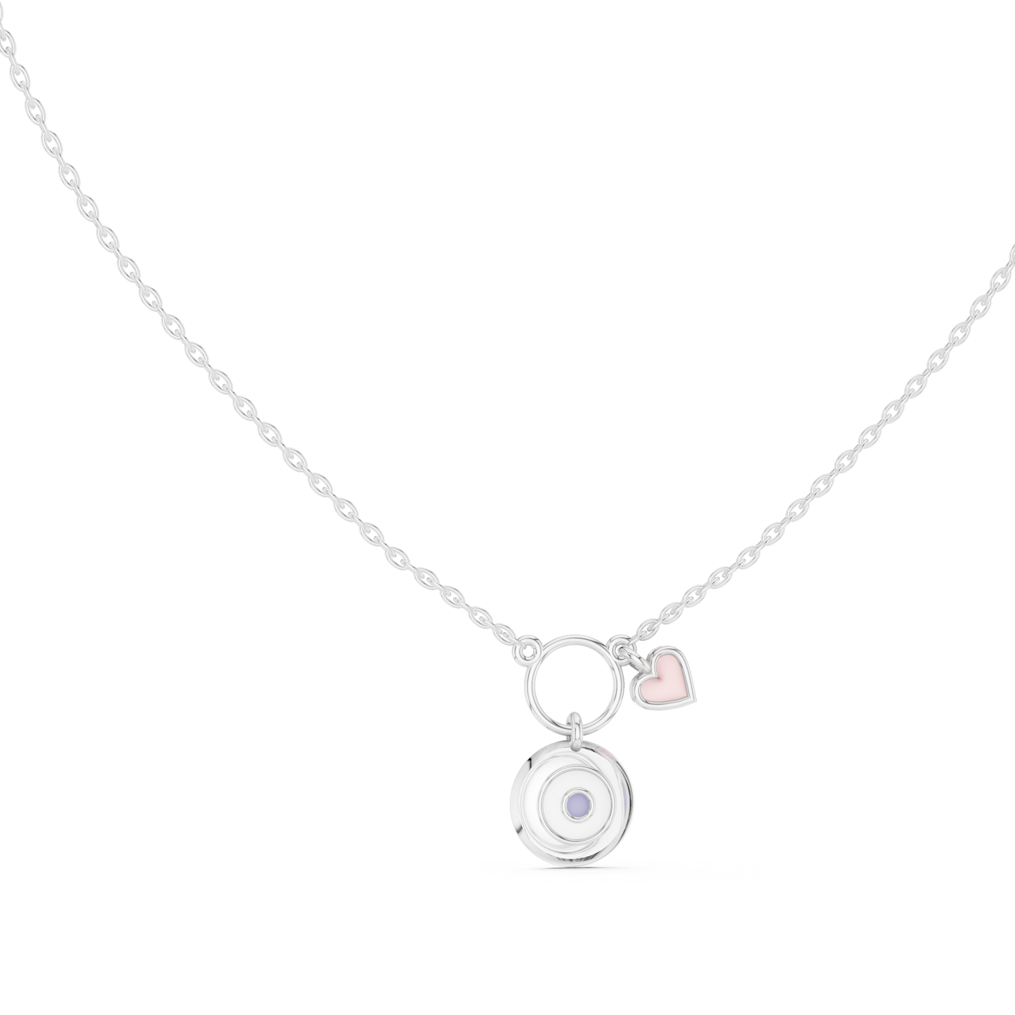 Minimalist Heart Charm Circle Pendant Necklace