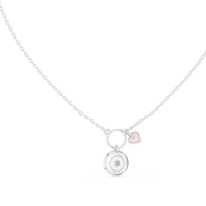 Minimalist Heart Charm Circle Pendant Necklace