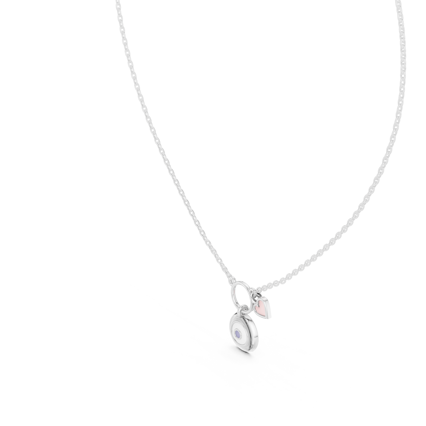 Minimalist Heart Charm Circle Pendant Necklace