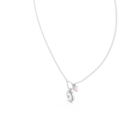 Minimalist Heart Charm Circle Pendant Necklace