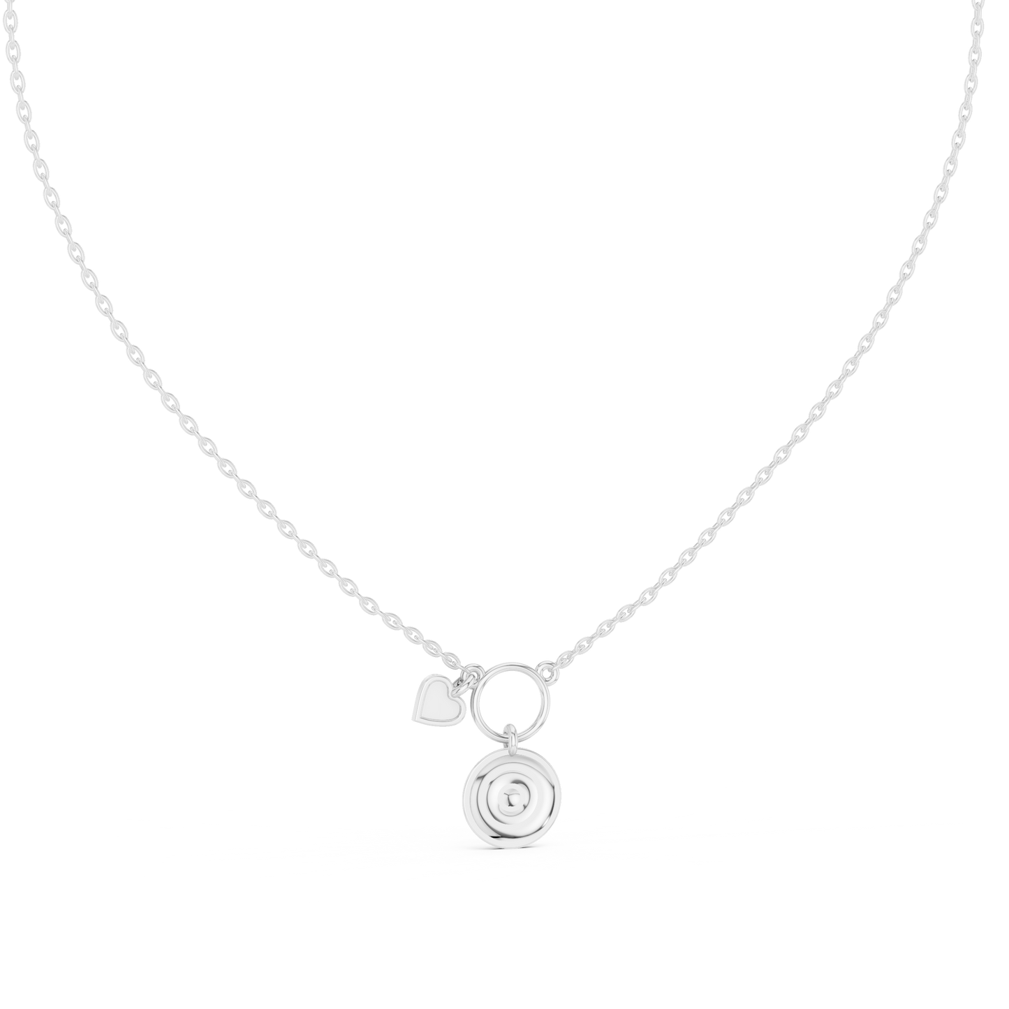 Minimalist Heart Charm Circle Pendant Necklace