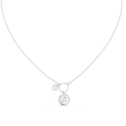 Minimalist Heart Charm Circle Pendant Necklace