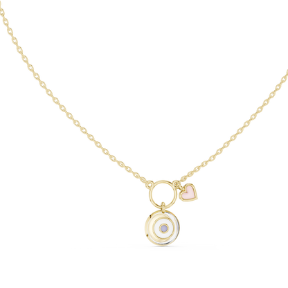 Minimalist Heart Charm Circle Pendant Necklace