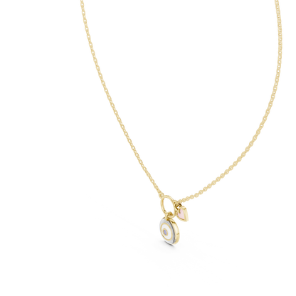 Minimalist Heart Charm Circle Pendant Necklace