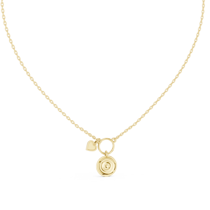 Minimalist Heart Charm Circle Pendant Necklace