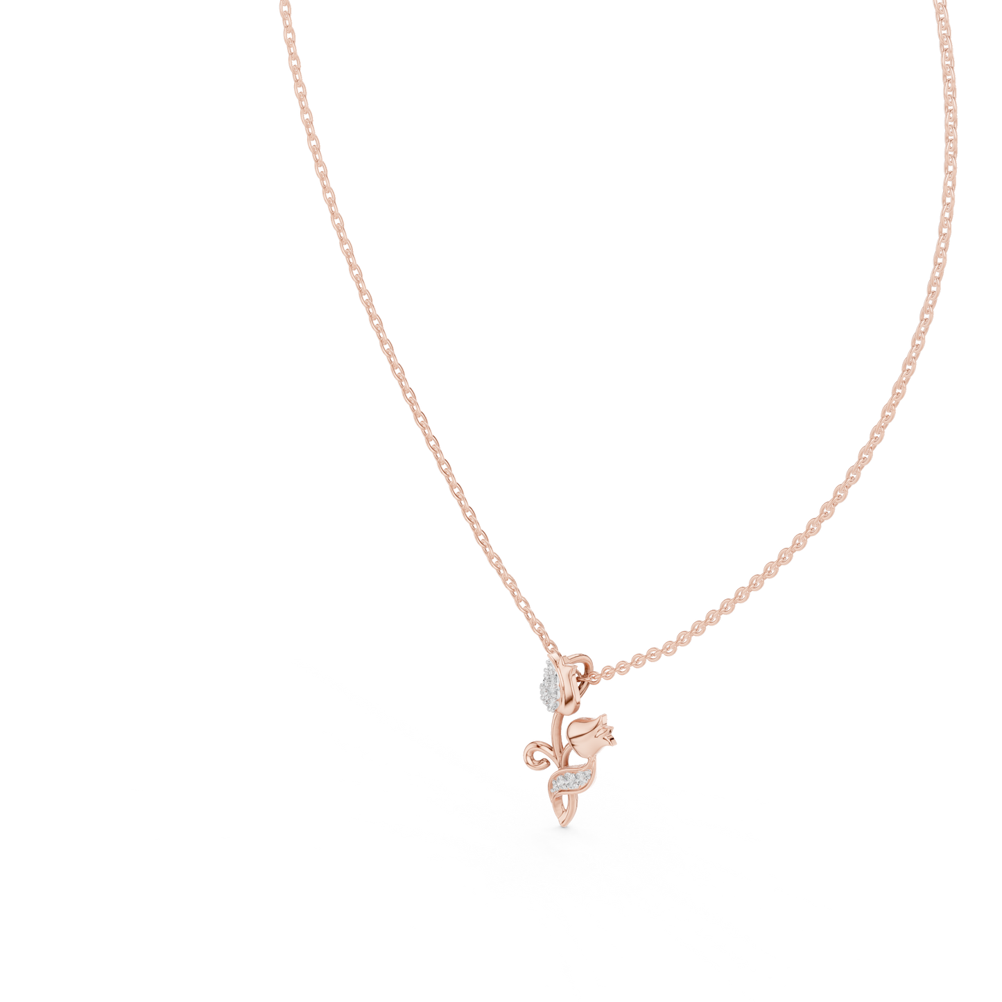 Tulip Diamond Accent Flower Pendant Necklace