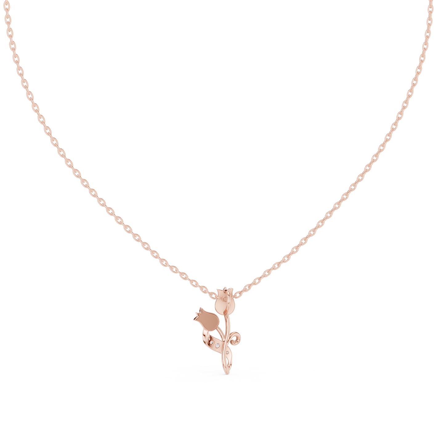 Tulip Diamond Accent Flower Pendant Necklace