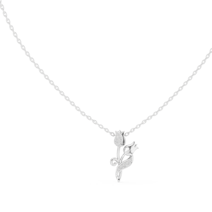 Tulip Diamond Accent Flower Pendant Necklace
