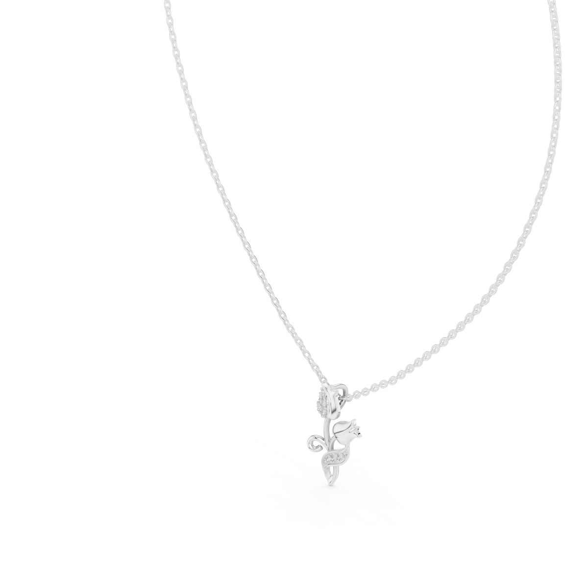 Tulip Diamond Accent Flower Pendant Necklace
