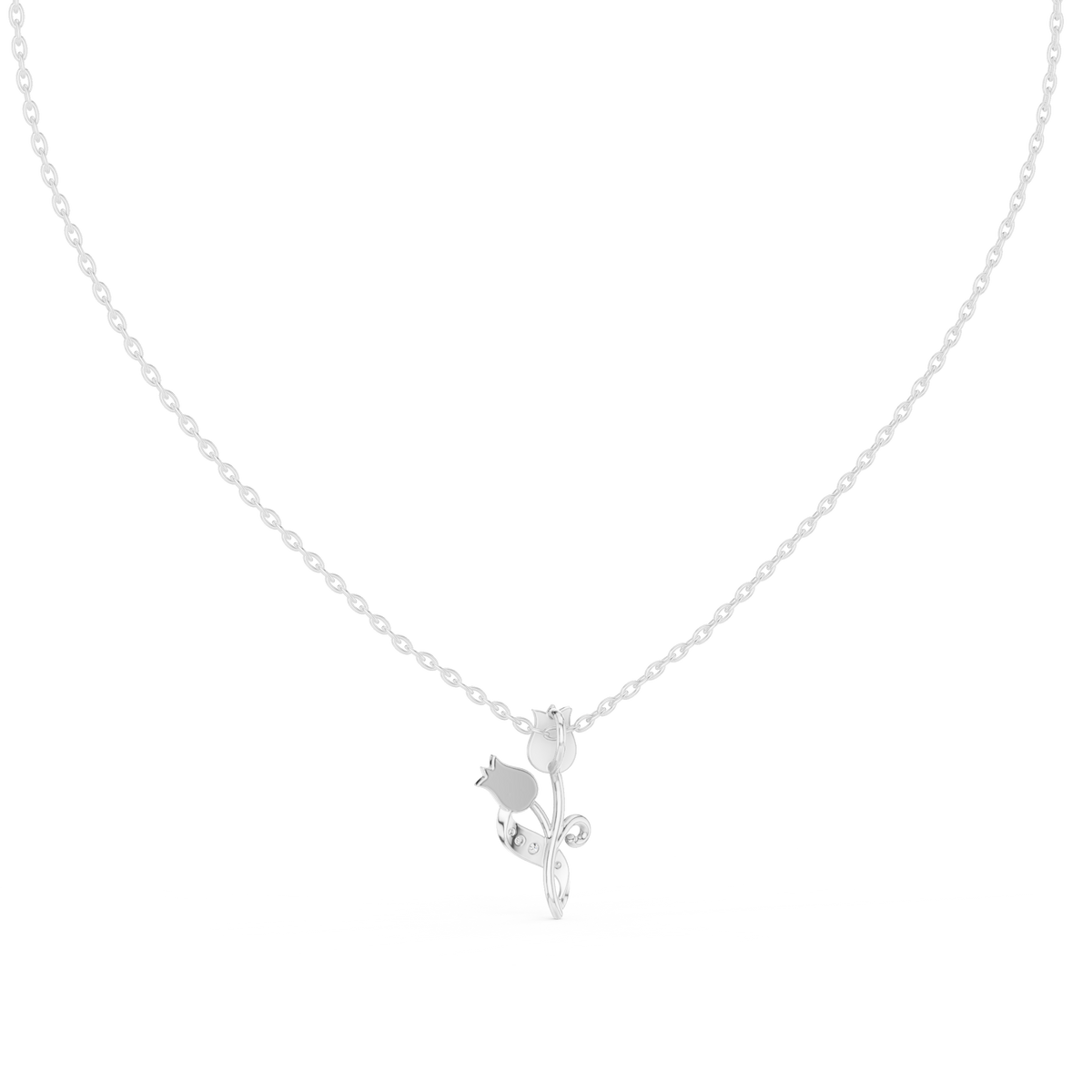Tulip Diamond Accent Flower Pendant Necklace