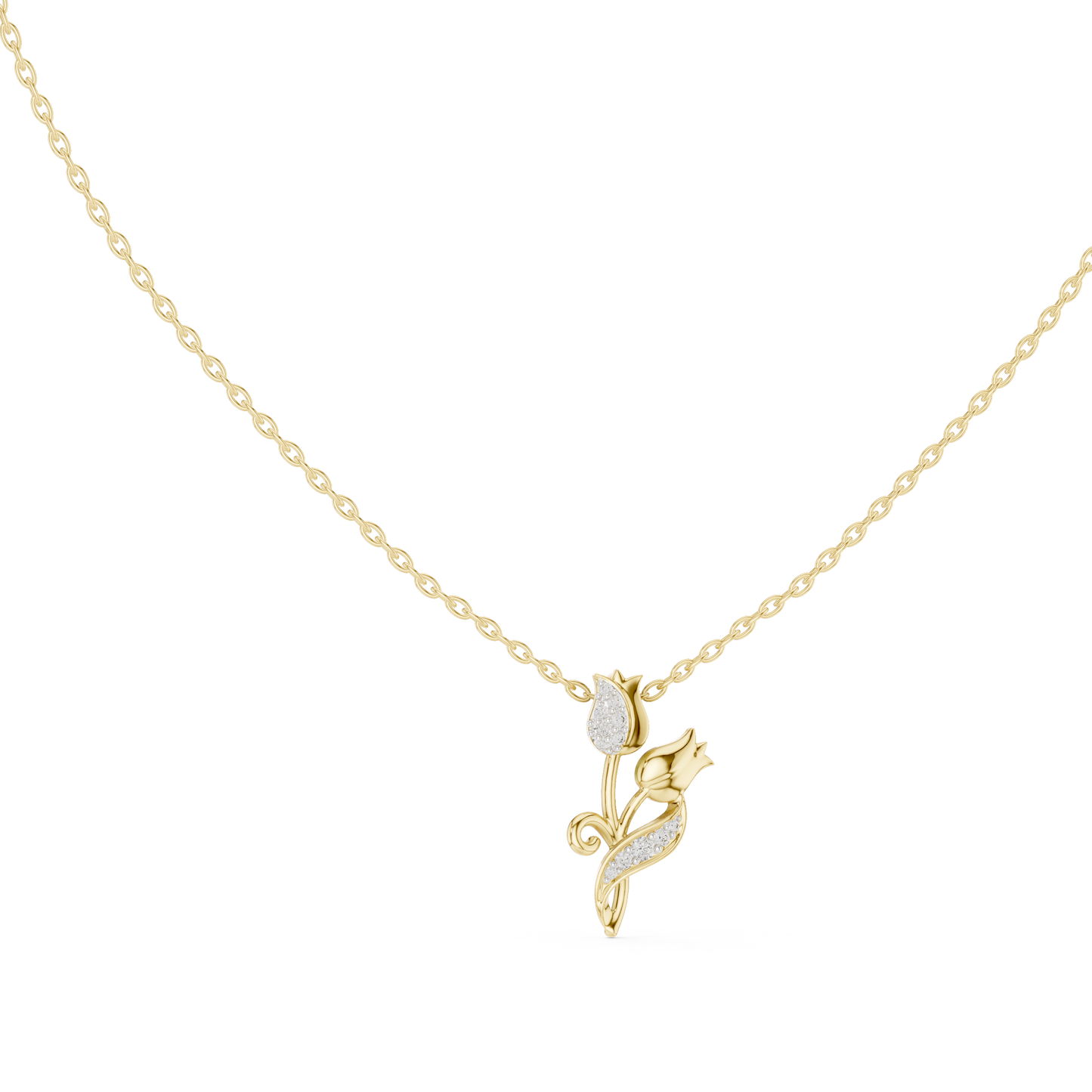 Tulip Diamond Accent Flower Pendant Necklace