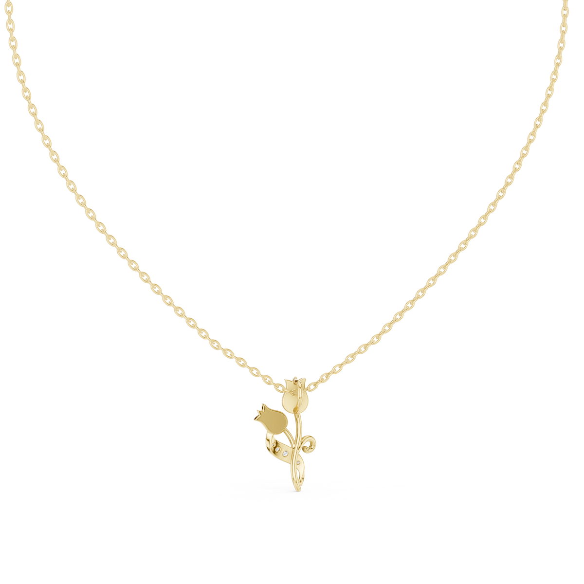 Tulip Diamond Accent Flower Pendant Necklace