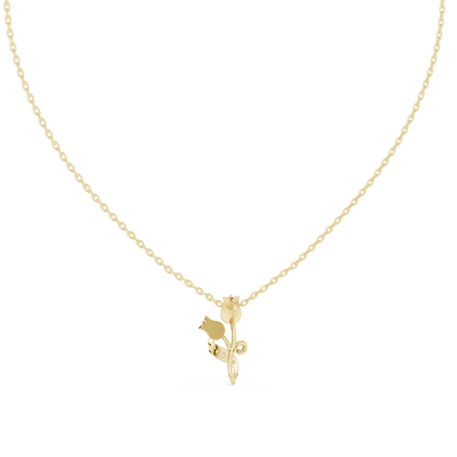 Tulip Diamond Accent Flower Pendant Necklace