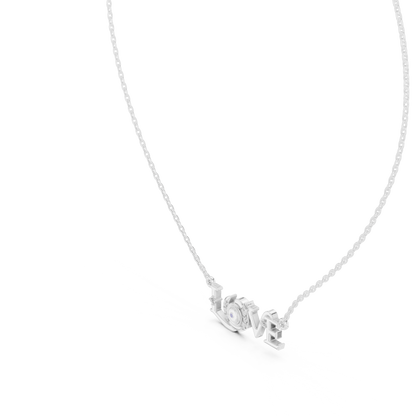 LOVE Crystal Pendant Necklace – Minimalist Romantic Jewelry
