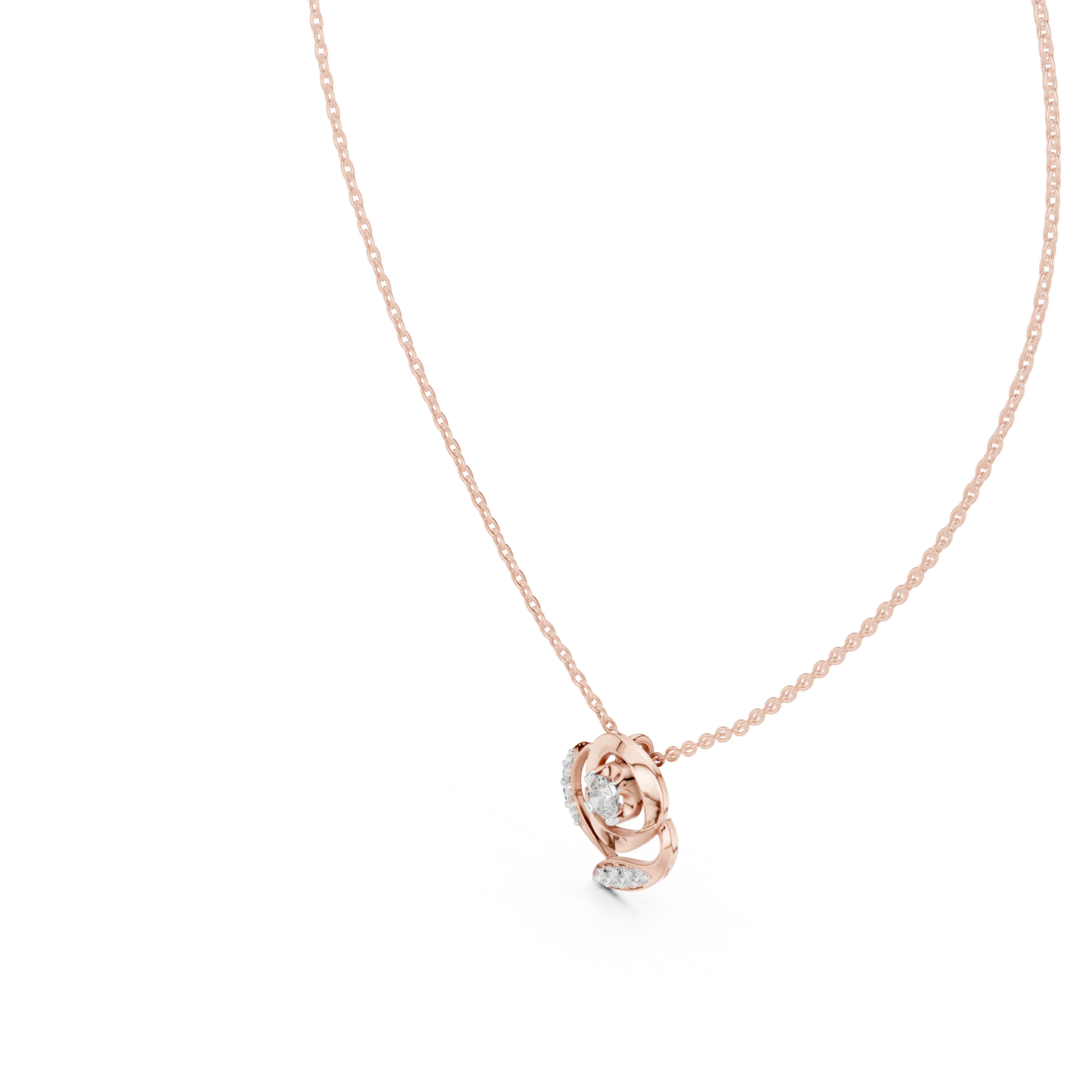 Rose Diamond Flower Pendant Necklace