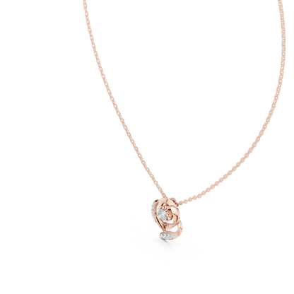 Rose Diamond Flower Pendant Necklace