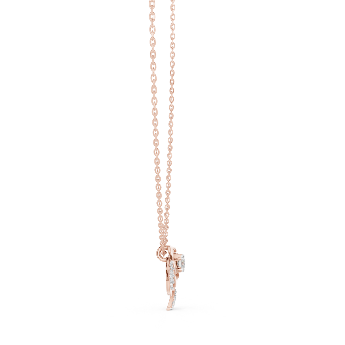 Rose Diamond Flower Pendant Necklace