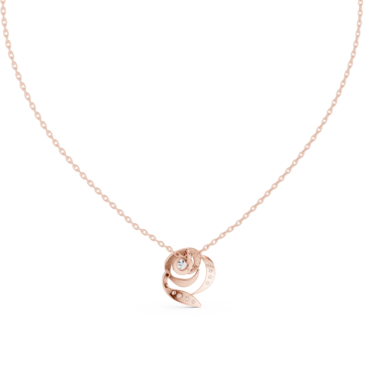 Rose Diamond Flower Pendant Necklace