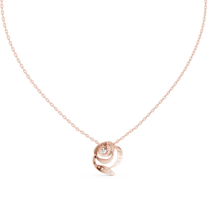 Rose Diamond Flower Pendant Necklace