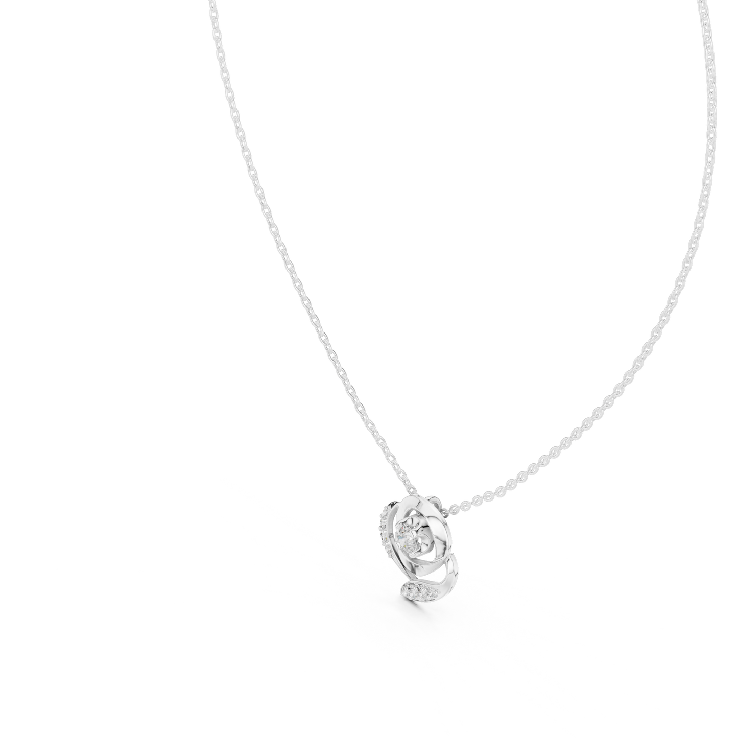 Rose Diamond Flower Pendant Necklace