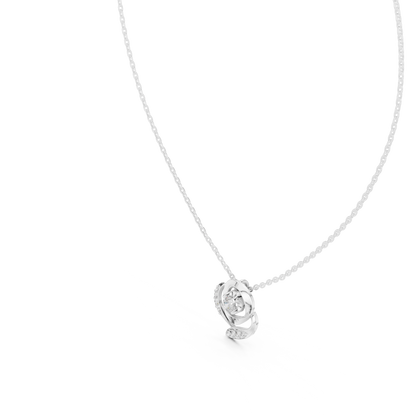 Rose Diamond Flower Pendant Necklace