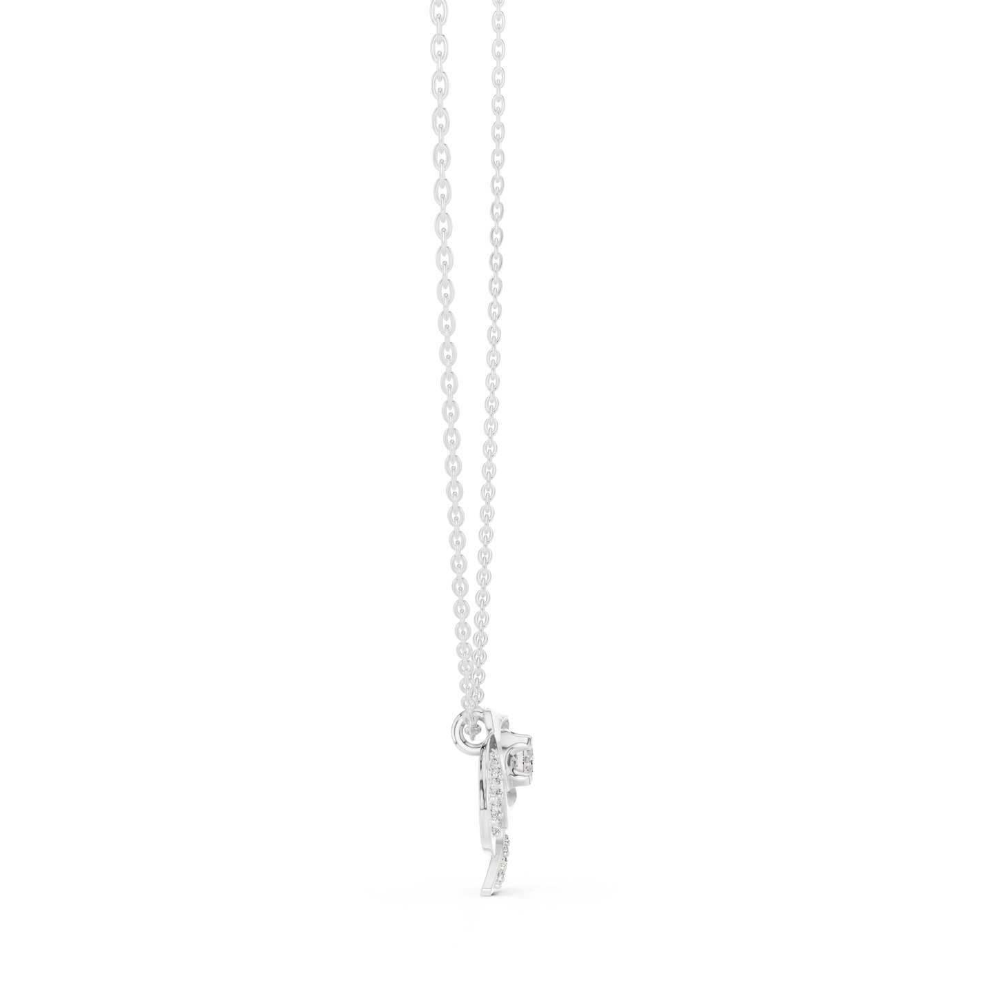 Rose Diamond Flower Pendant Necklace