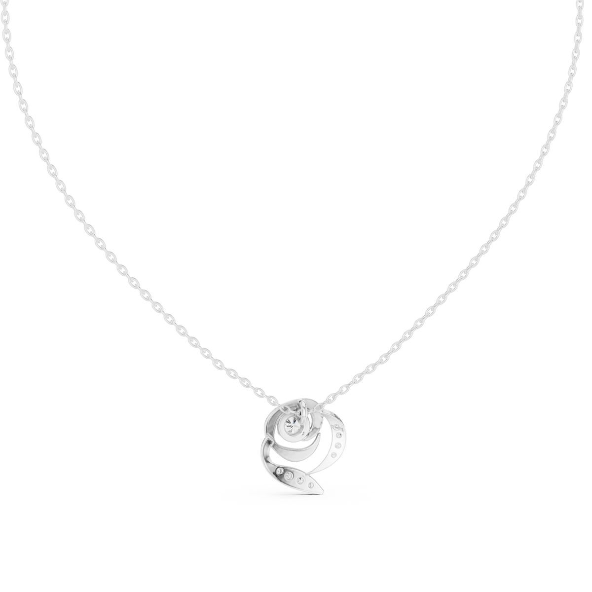 Rose Diamond Flower Pendant Necklace
