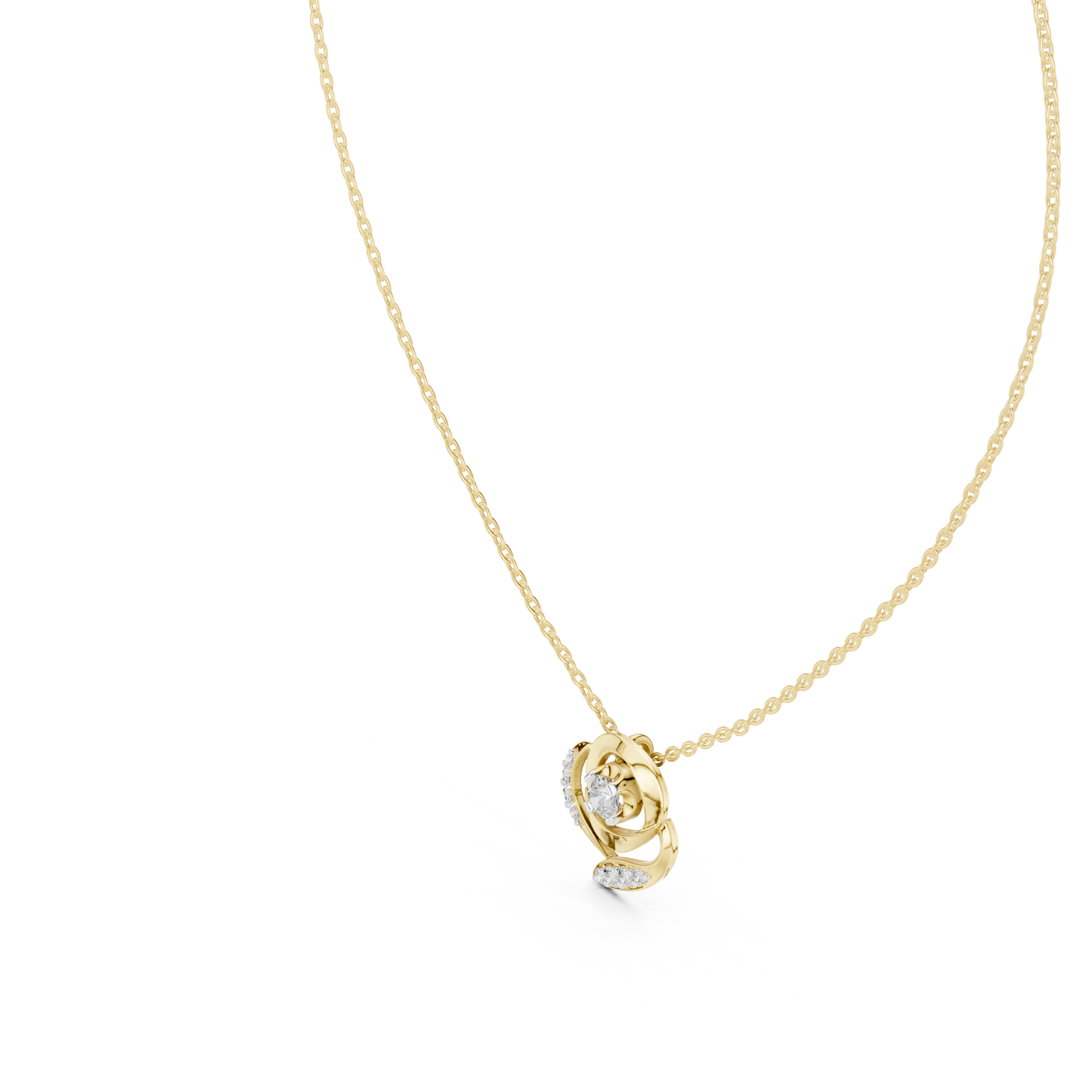 Rose Diamond Flower Pendant Necklace