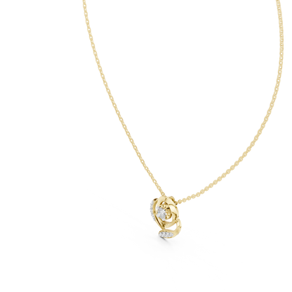 Rose Diamond Flower Pendant Necklace